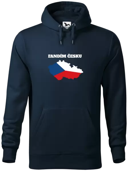 Pánská mikina Fandím Česku - vlajka ve tvaru ČR