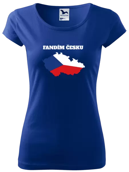 Dámské tričko Fandím Česku - vlajka ve tvaru ČR