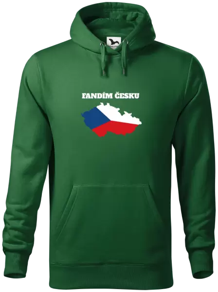 Pánská mikina Fandím Česku - vlajka ve tvaru ČR
