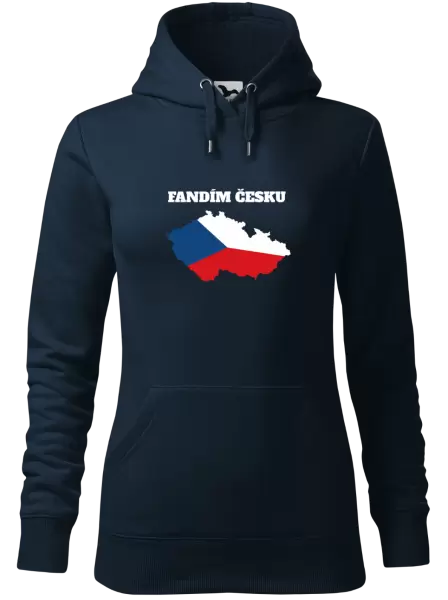 Dámská mikina Fandím Česku - vlajka ve tvaru ČR