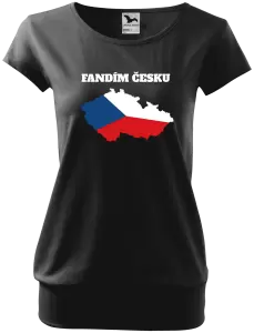 Dámské tričko Fandím Česku - vlajka ve tvaru ČR