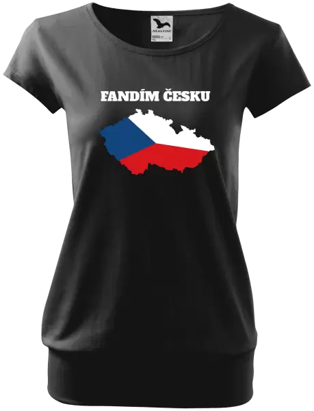 Dámské tričko Fandím Česku - vlajka ve tvaru ČR