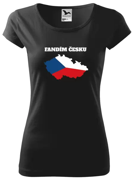 Dámské tričko Fandím Česku - vlajka ve tvaru ČR
