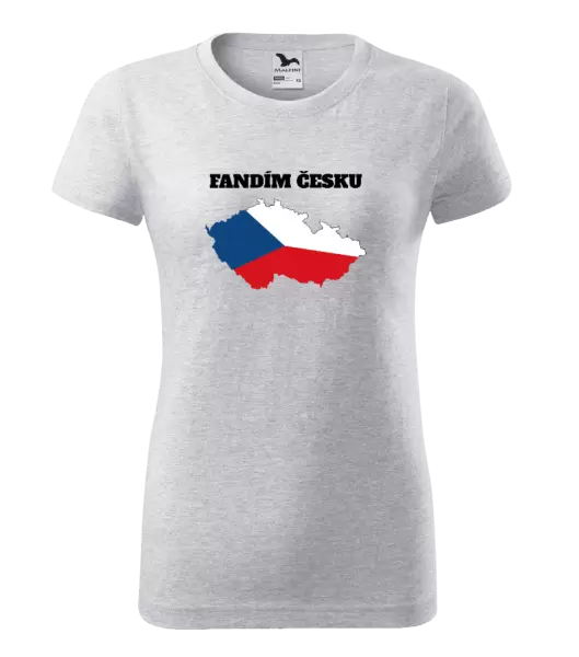 Dámské tričko Fandím Česku - vlajka ve tvaru ČR