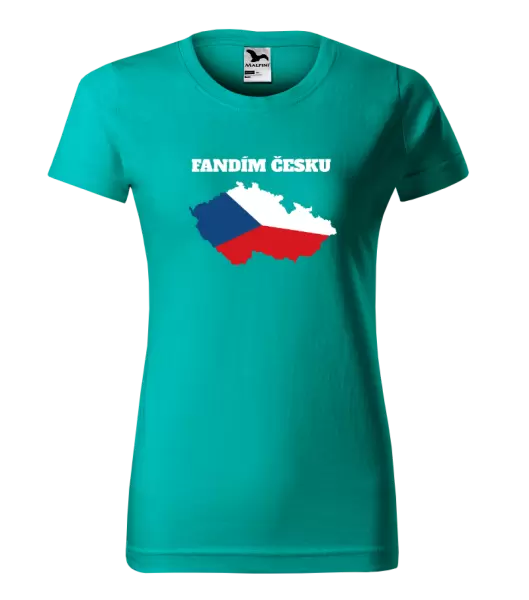 Dámské tričko Fandím Česku - vlajka ve tvaru ČR