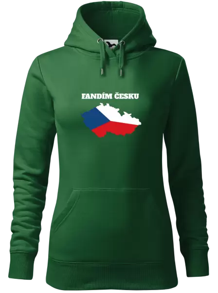 Dámská mikina Fandím Česku - vlajka ve tvaru ČR