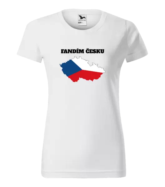 Dámské tričko Fandím Česku - vlajka ve tvaru ČR