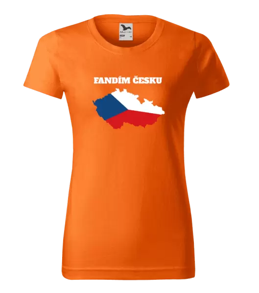 Dámské tričko Fandím Česku - vlajka ve tvaru ČR