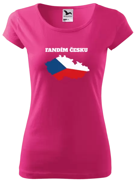 Dámské tričko Fandím Česku - vlajka ve tvaru ČR