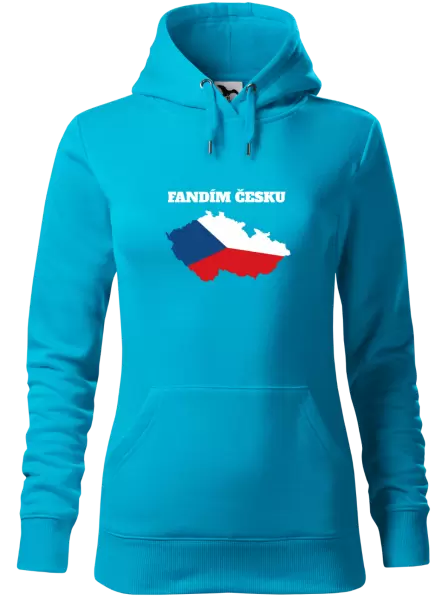 Dámská mikina Fandím Česku - vlajka ve tvaru ČR