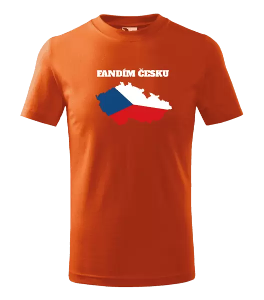 Dětské tričko Fandím Česku - vlajka ve tvaru ČR