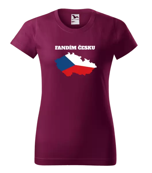 Dámské tričko Fandím Česku - vlajka ve tvaru ČR