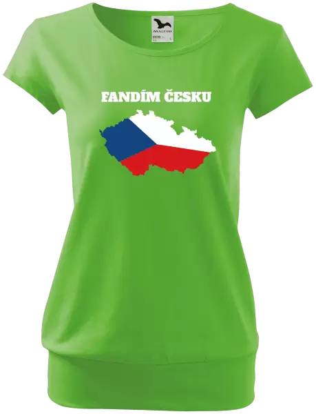 Dámské tričko Fandím Česku - vlajka ve tvaru ČR