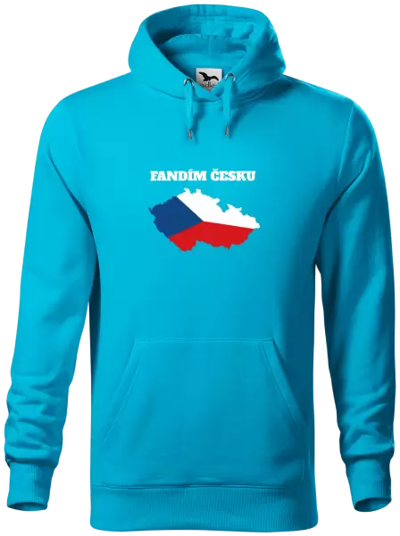 Pánská mikina Fandím Česku - vlajka ve tvaru ČR
