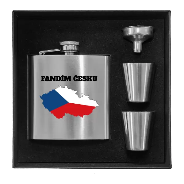 Placatka v krabičce Fandím Česku - vlajka ve tvaru ČR