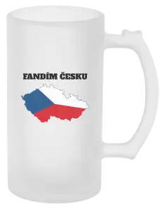 Půllitr Fandím Česku - vlajka ve tvaru ČR