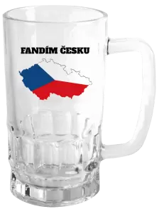 Půllitr Fandím Česku - vlajka ve tvaru ČR