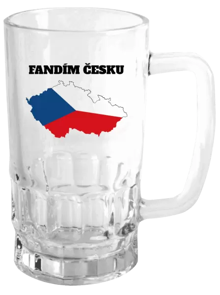 Půllitr Fandím Česku - vlajka ve tvaru ČR