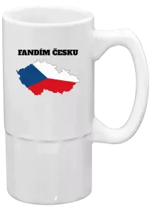 Půllitr Fandím Česku - vlajka ve tvaru ČR