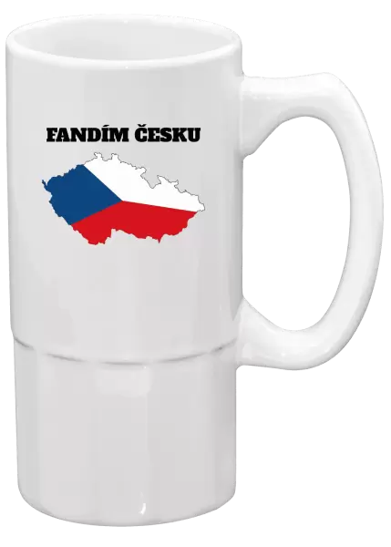 Půllitr Fandím Česku - vlajka ve tvaru ČR