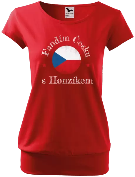 Dámské tričko Fandím Česku se jménem