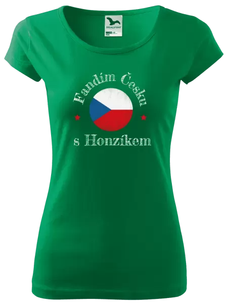 Dámské tričko Fandím Česku se jménem