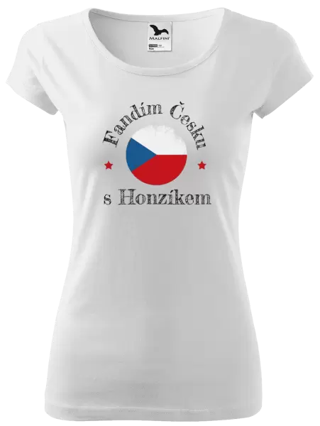 Dámské tričko Fandím Česku se jménem