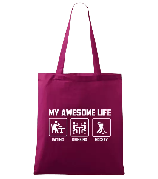 Látková taška My awesome life - eating, drinking, hockey