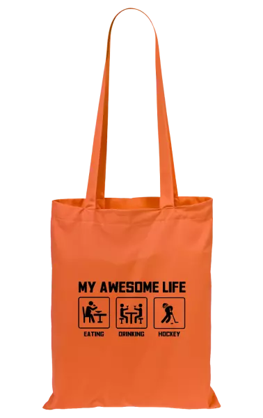 Látková taška My awesome life - eating, drinking, hockey