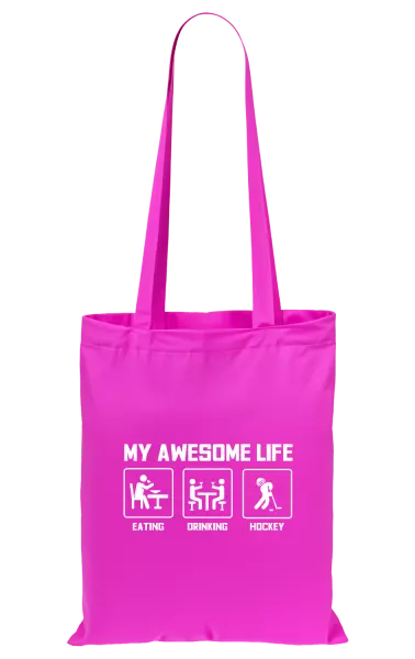 Látková taška My awesome life - eating, drinking, hockey