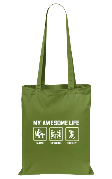 Látková taška My awesome life - eating, drinking, hockey