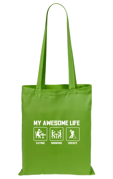 Látková taška My awesome life - eating, drinking, hockey