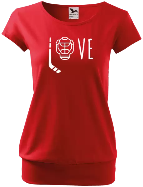 Dámské tričko LOVE s hokejkou a helmou