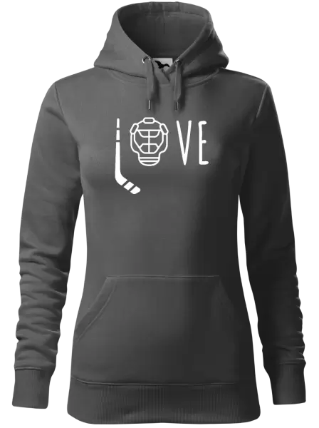 Dámská mikina LOVE s hokejkou a helmou