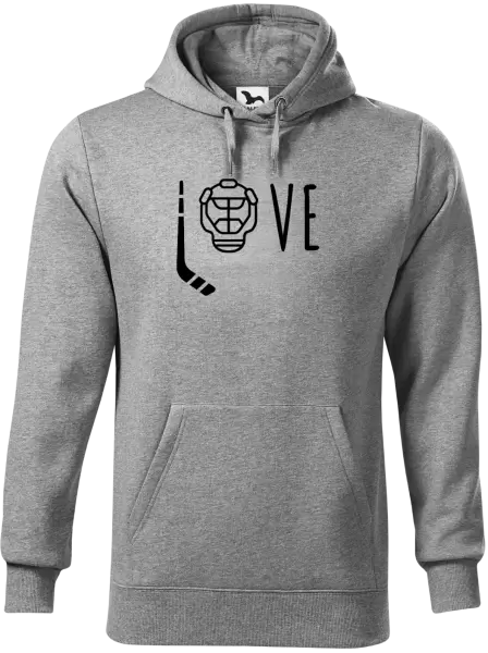 Pánská mikina LOVE s hokejkou a helmou