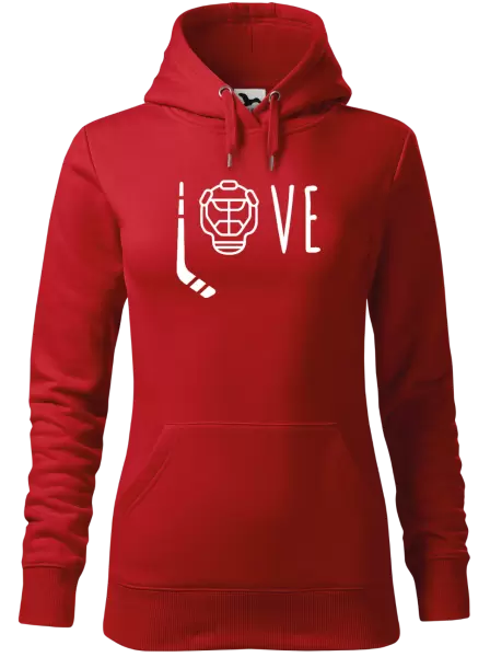 Dámská mikina LOVE s hokejkou a helmou