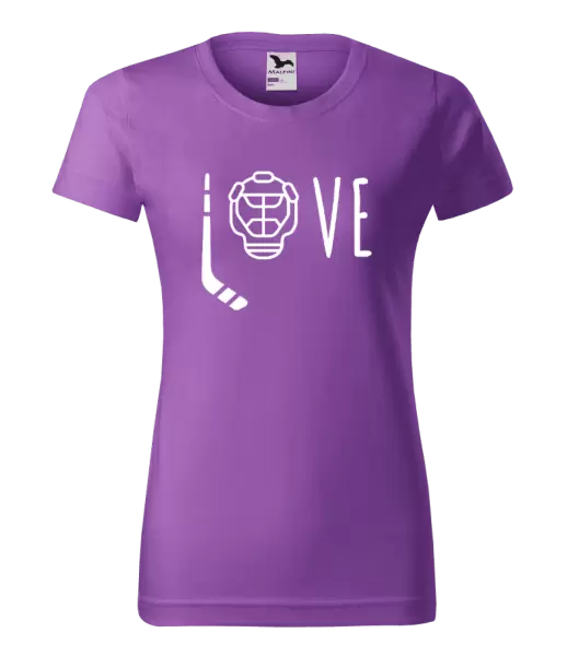 Dámské tričko LOVE s hokejkou a helmou