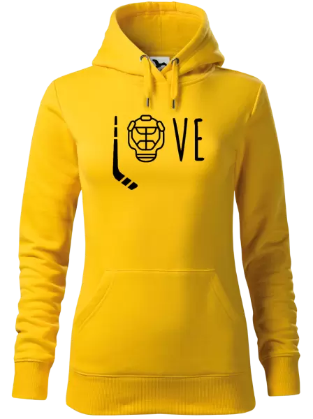 Dámská mikina LOVE s hokejkou a helmou