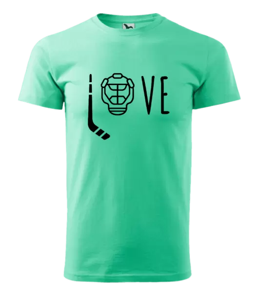 Pánské tričko LOVE s hokejkou a helmou