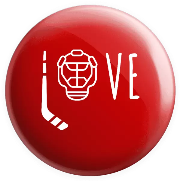 Placka LOVE s hokejkou a helmou