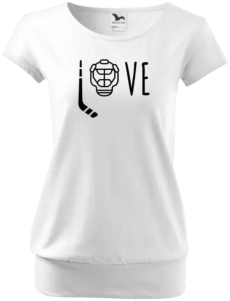 Dámské tričko LOVE s hokejkou a helmou