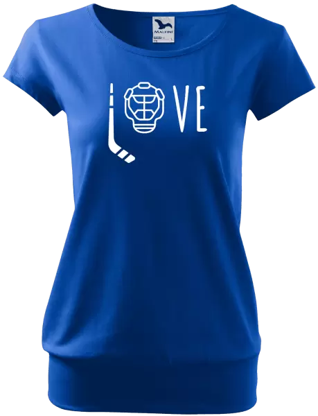 Dámské tričko LOVE s hokejkou a helmou