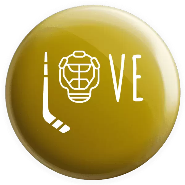 Placka LOVE s hokejkou a helmou