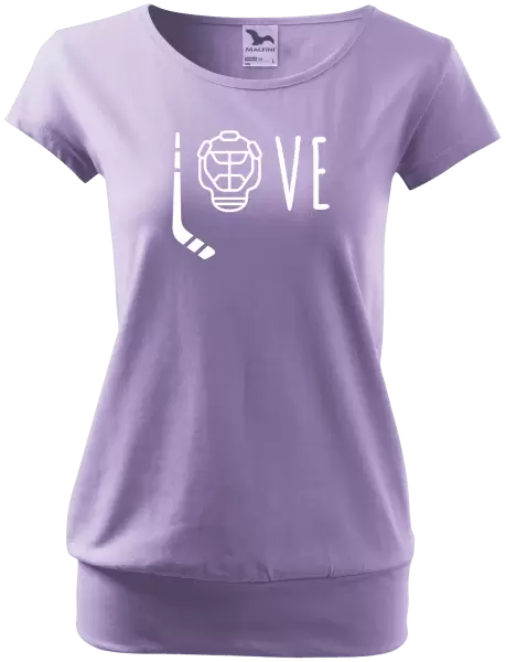 Dámské tričko LOVE s hokejkou a helmou