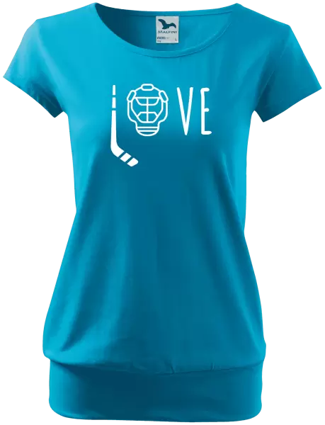 Dámské tričko LOVE s hokejkou a helmou