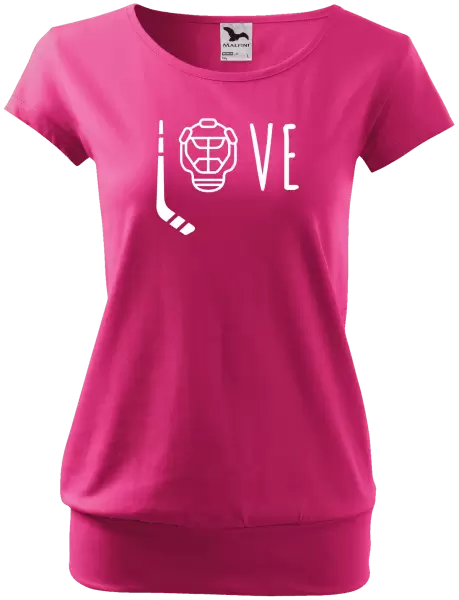 Dámské tričko LOVE s hokejkou a helmou
