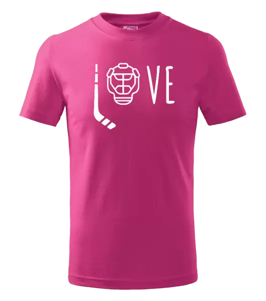 Dětské tričko LOVE s hokejkou a helmou