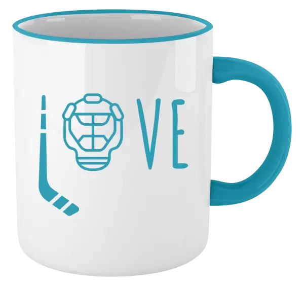 Hrnek LOVE s hokejkou a helmou