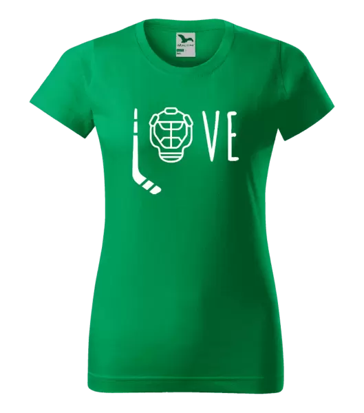 Dámské tričko LOVE s hokejkou a helmou