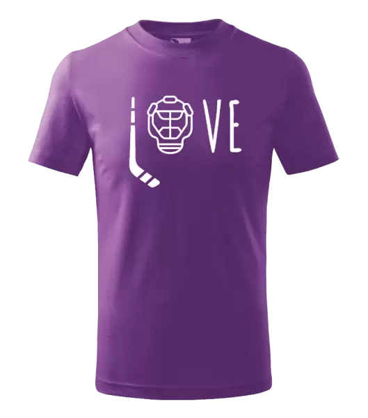 Dětské tričko LOVE s hokejkou a helmou